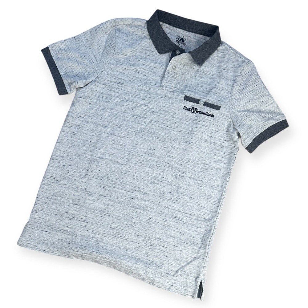 Disney Walt Disney World Mens‎ Gray Heathered Polo Shirt Classic Fit Size S